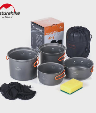 Naturehike 4-delige Camping Kookset Aluminium Outdoor Tafelgerei Set