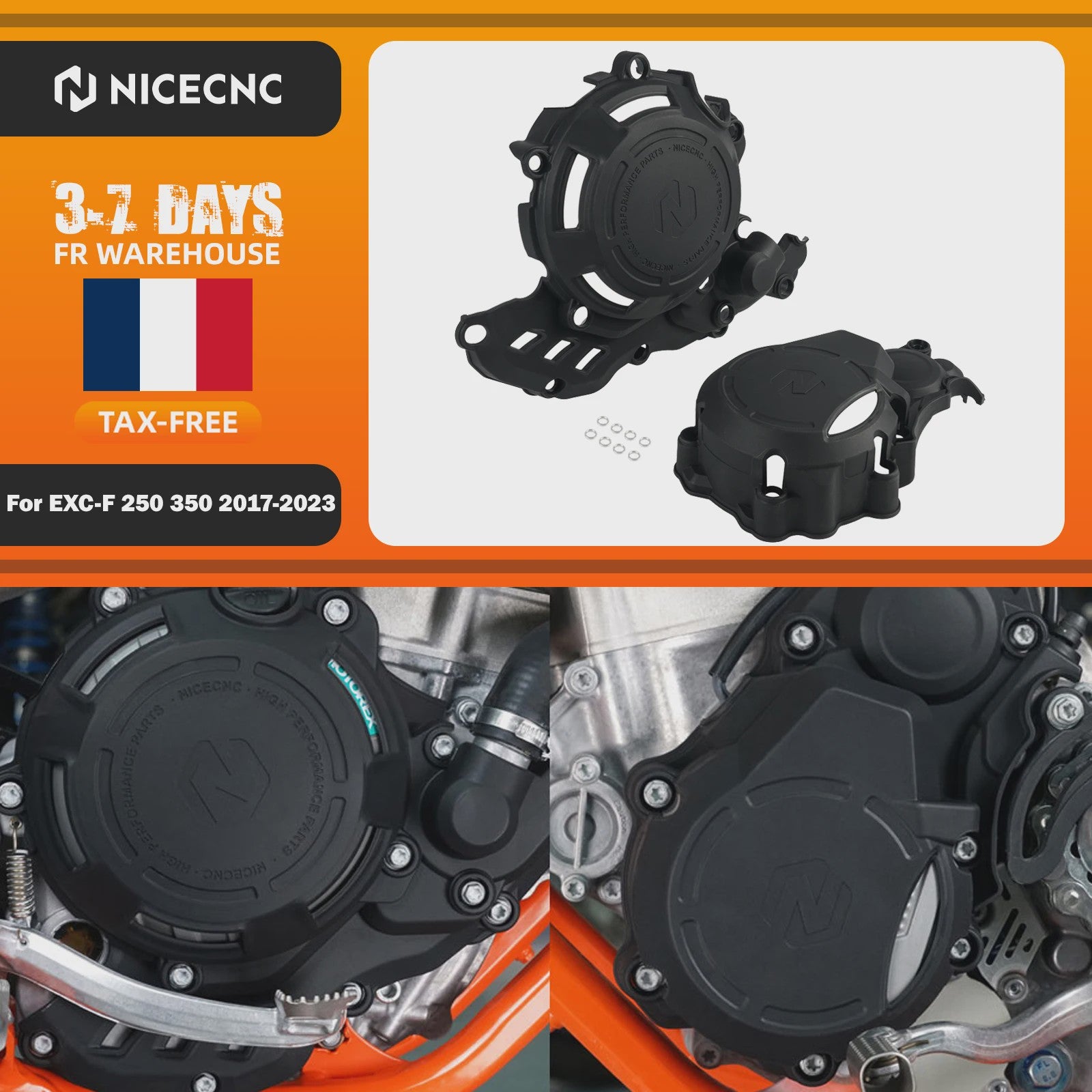 Crankcase & Koppeling Beschermer voor KTM EXC 250F/350F, Husqvarna FE 250/350 (2017-2023) & GasGas EC250F/ECF 350 (2021-2023)