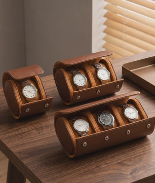 Luxe Vintage Leren Horloge Rol Koffer - Draagbare Opbergdoos voor Heren & Dames
