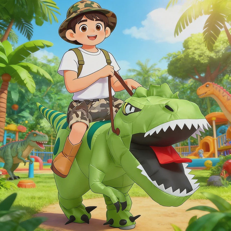 Opblaasbaar T-Rex Kostuum - Draak Rijden Dinosaurussen Outfit voor Kinderen