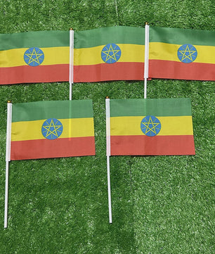 Ethiopië Handvlaggetjes 21x14cm met Plastic Stok - Set van 10, 20, 50 of 100 stuks