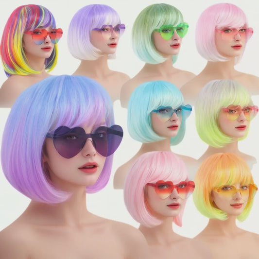 Stijlvolle Gradient Bob Pruik met Pony - Synthetisch Haar voor Cosplay & Feest