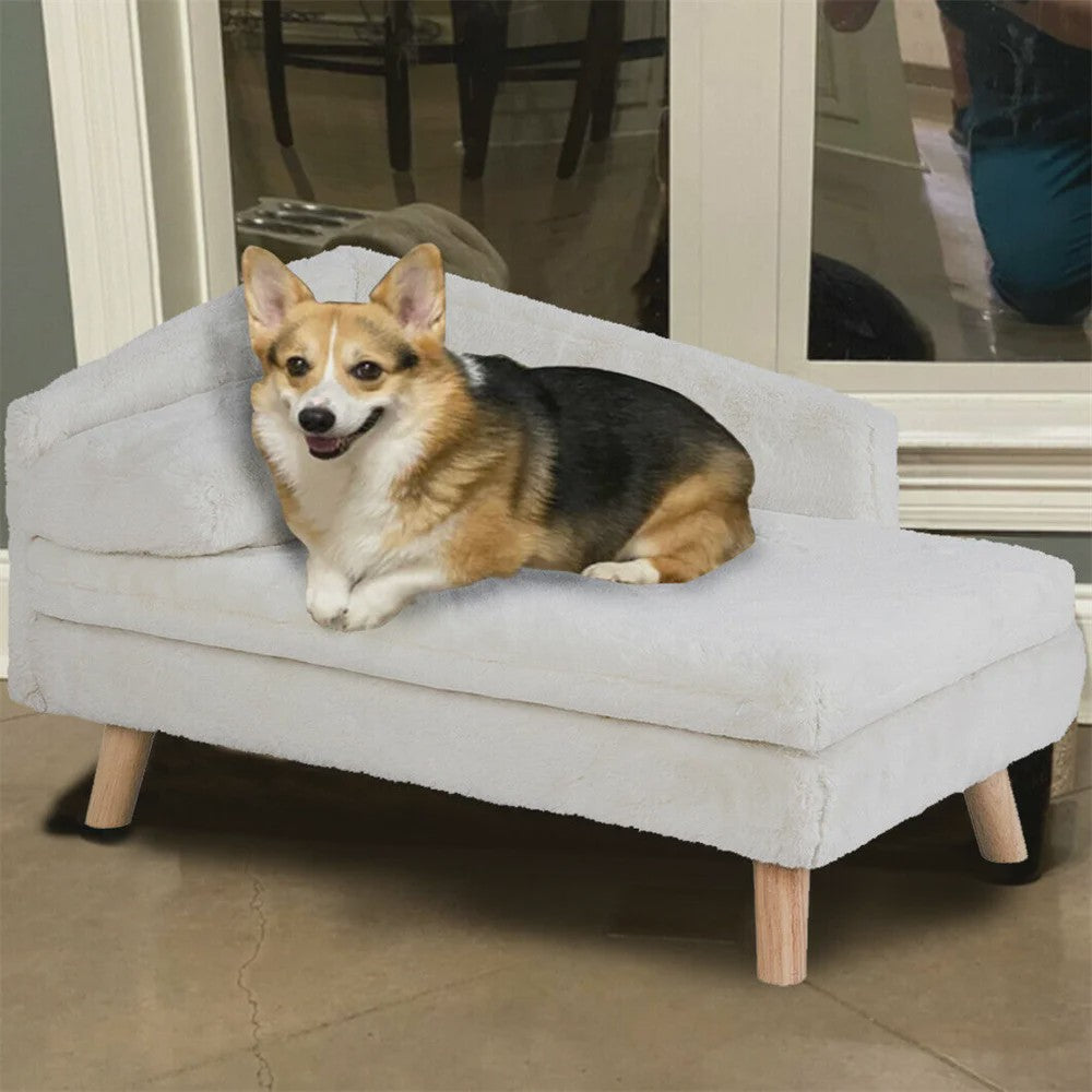 Luxe Verhoogd Hondensofa Bed met Rugleuning & Pluche Kussen - Stijlvolle Lounger voor Kleine/Middelgrote Honden & Katten