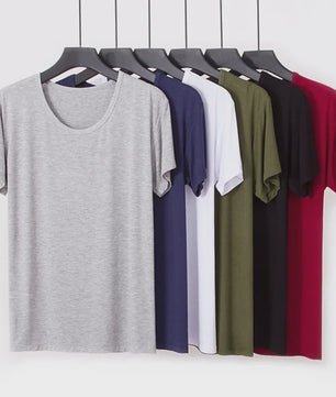 Heren Modal T-shirt Korte Mouw Losse Pasvorm Ronde Hals - Comfortabel Basis T-shirt voor Mannen