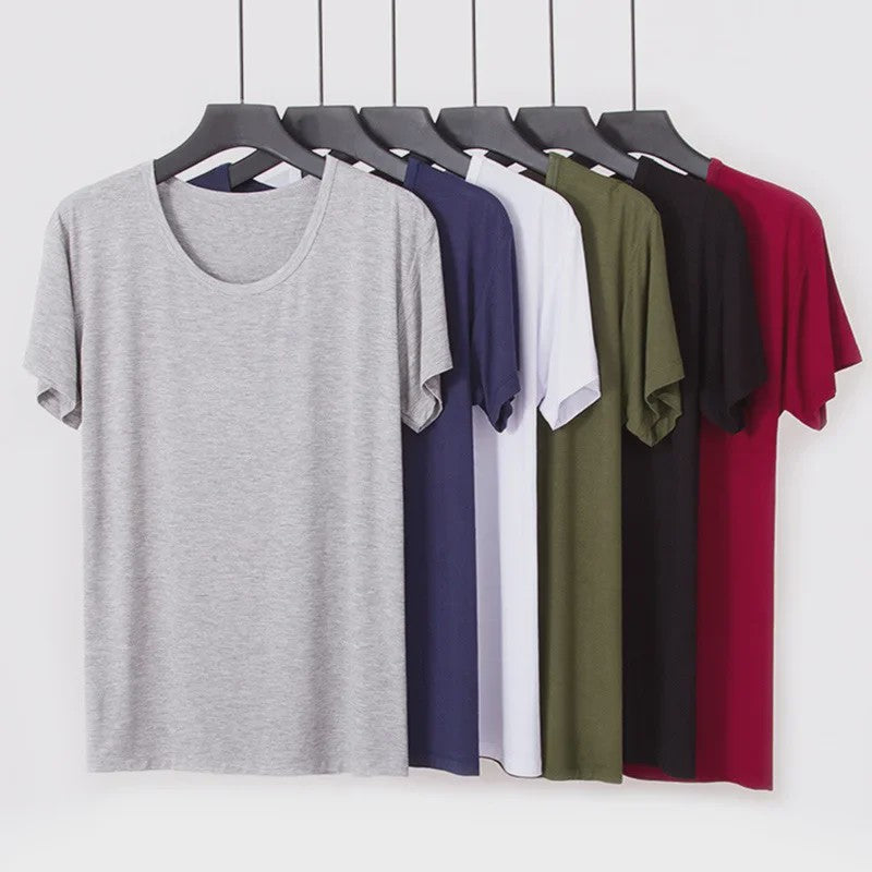 Heren Modal T-shirt Korte Mouw Losse Pasvorm Ronde Hals - Comfortabel Basis T-shirt voor Mannen