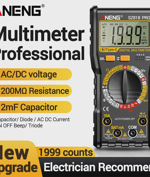 ANENG Digital Multimeters Rechargeable SZ818 Professional AC/DC Voltage NCV Ammeter Voltmeter HFE Triode Capacitor Test Tools