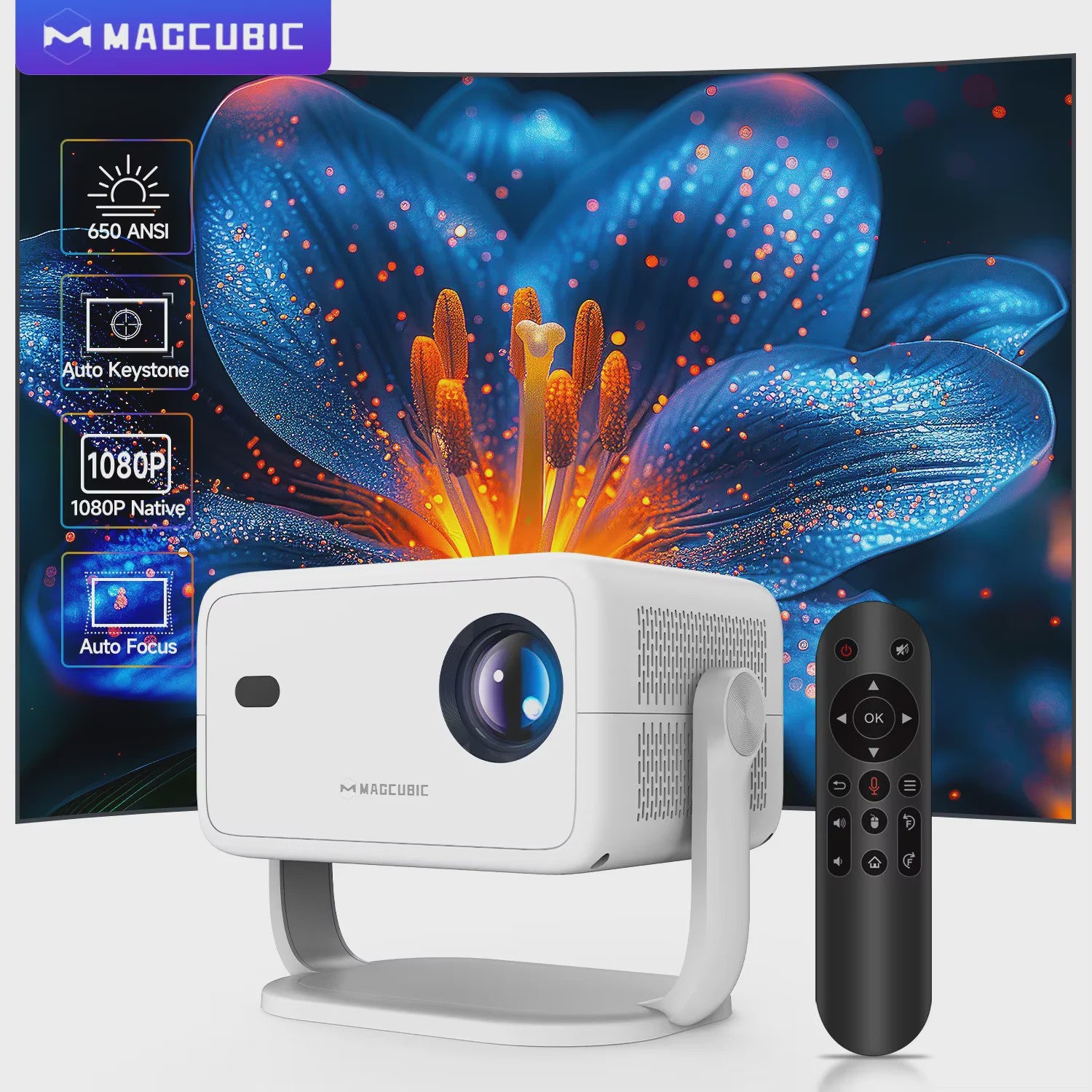 Magcubic L018 Draagbare Full HD Projector: Auto Focus, Android 14 & WiFi 6
