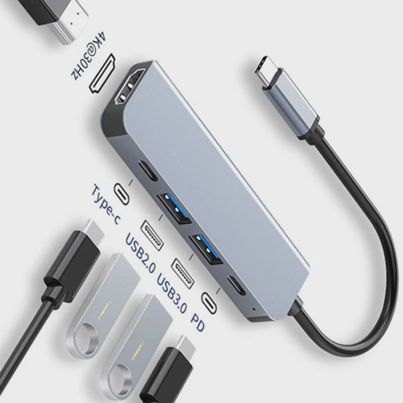 USB-C Hub met 4K HDMI, USB 3.0/2.0 & PD Laden - Dock voor MacBook, iPad, Samsung Dex
