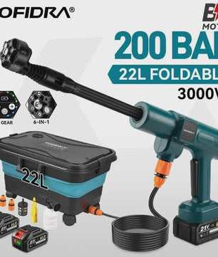 YOFIDRA 6-in-1 Hogedrukreiniger 200 Bar - Krachtige Borstelloze Waterstraal voor Auto & Tuin (Makita Accu Compatibel)