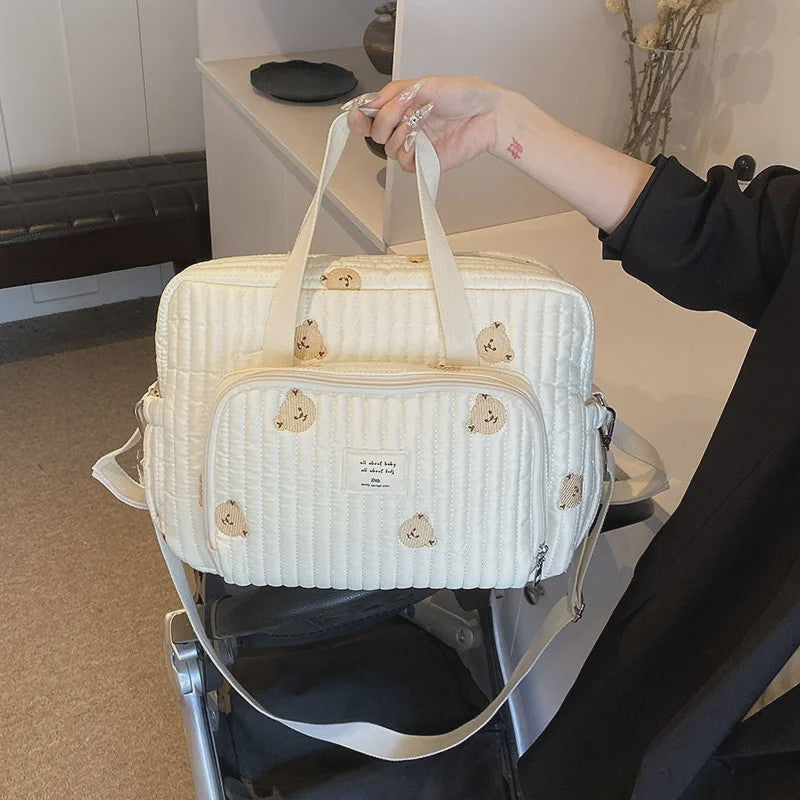 Grote Mommy Bag Baby Organizer - Stijlvolle Luiertas met Borduurwerk voor Moeder & Kind