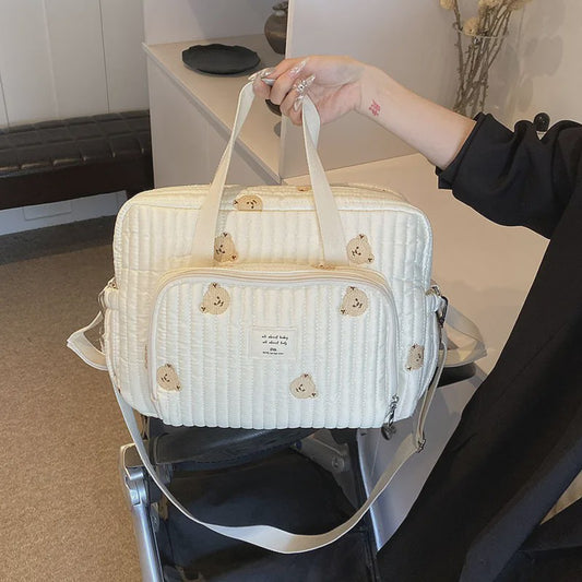 Grote Mommy Bag Baby Organizer - Stijlvolle Luiertas met Borduurwerk voor Moeder & Kind