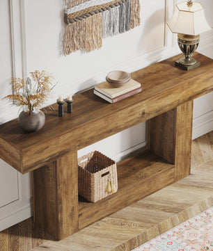 Tribesigns Console Tafel 160 cm - Farmhouse Entree Tafel met U-vormige Basis en Open Plank