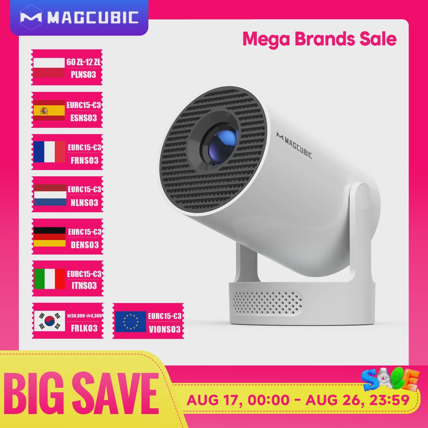Magcubic HY300 Pro+ Draagbare Projector: 8000 Lumens, Android 14, WiFi 6, 8K Support