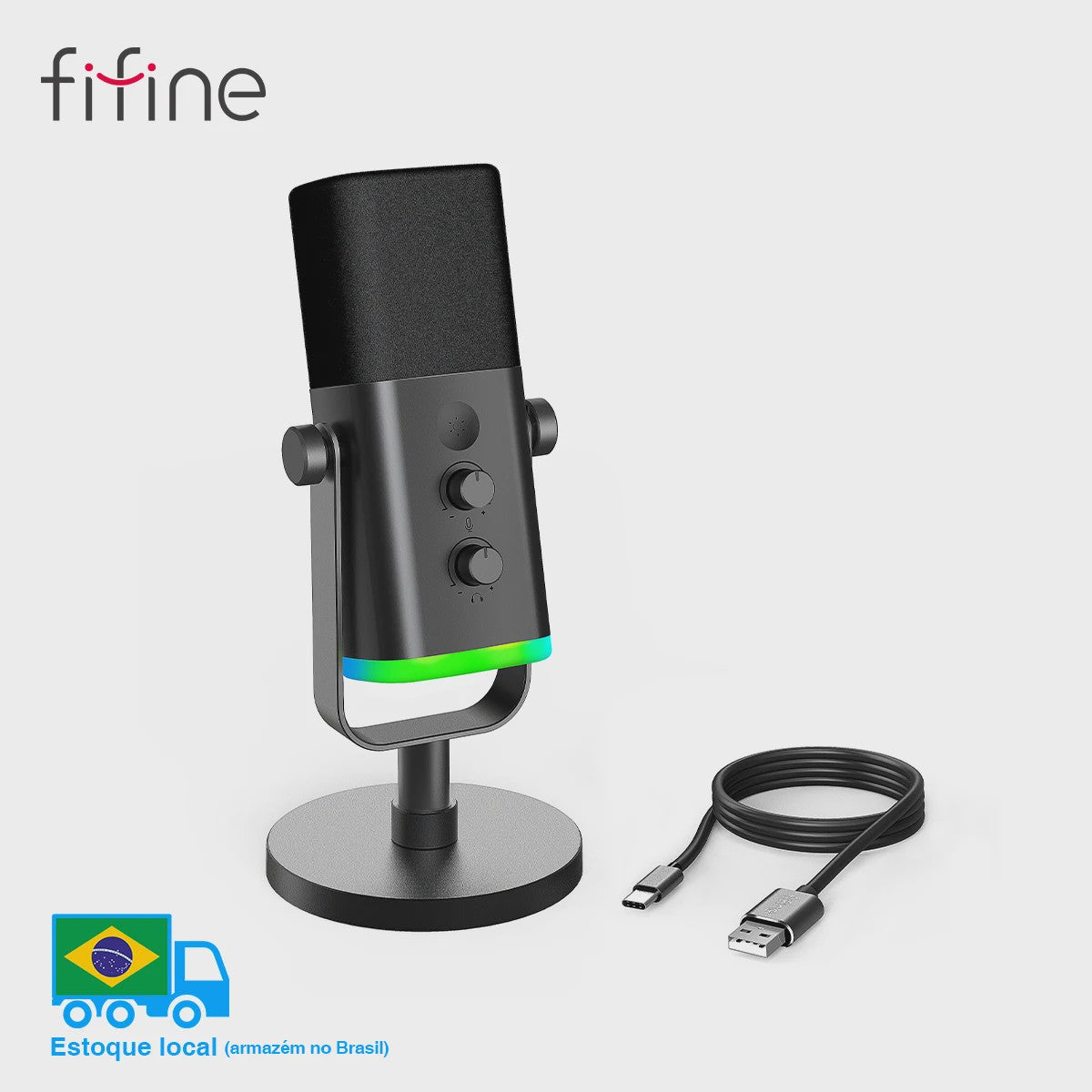 FIFINE AM8 Dynamische Microfoon: USB/XLR, RGB, Mute & Koptelefoonaansluiting voor Gaming, Streaming & Opnames