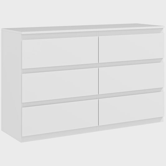 Moderne Commode met 6 Lades - Stijlvolle Slaapkamer Opbergkast (120x39x75 cm)