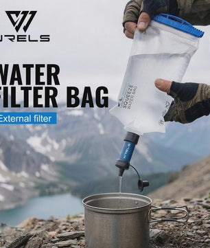 WRELS Opvouwbare Waterfilter Zak - Outdoor Waterzuivering, BPA-Vrij, Ideaal voor Survival