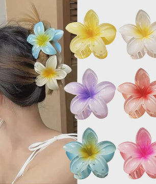 3x Grote Boho Bloemen Haarclips Acryl - Gradient Kleuren & Hawaii Stijl Haaraccessoires voor Dames