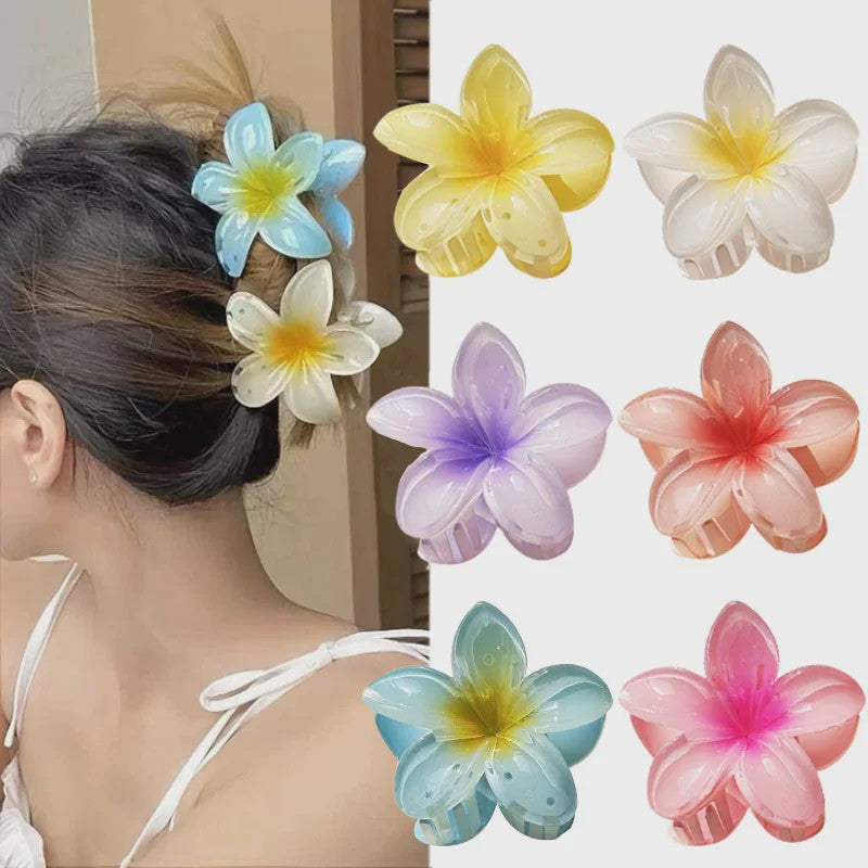 3x Grote Boho Bloemen Haarclips Acryl - Gradient Kleuren & Hawaii Stijl Haaraccessoires voor Dames