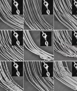 10x 925 Sterling Zilveren Collier Kettingen Set - 40-76 cm - Met Karabijnsluiting