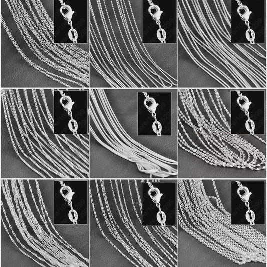 10x 925 Sterling Zilveren Collier Kettingen Set - 40-76 cm - Met Karabijnsluiting
