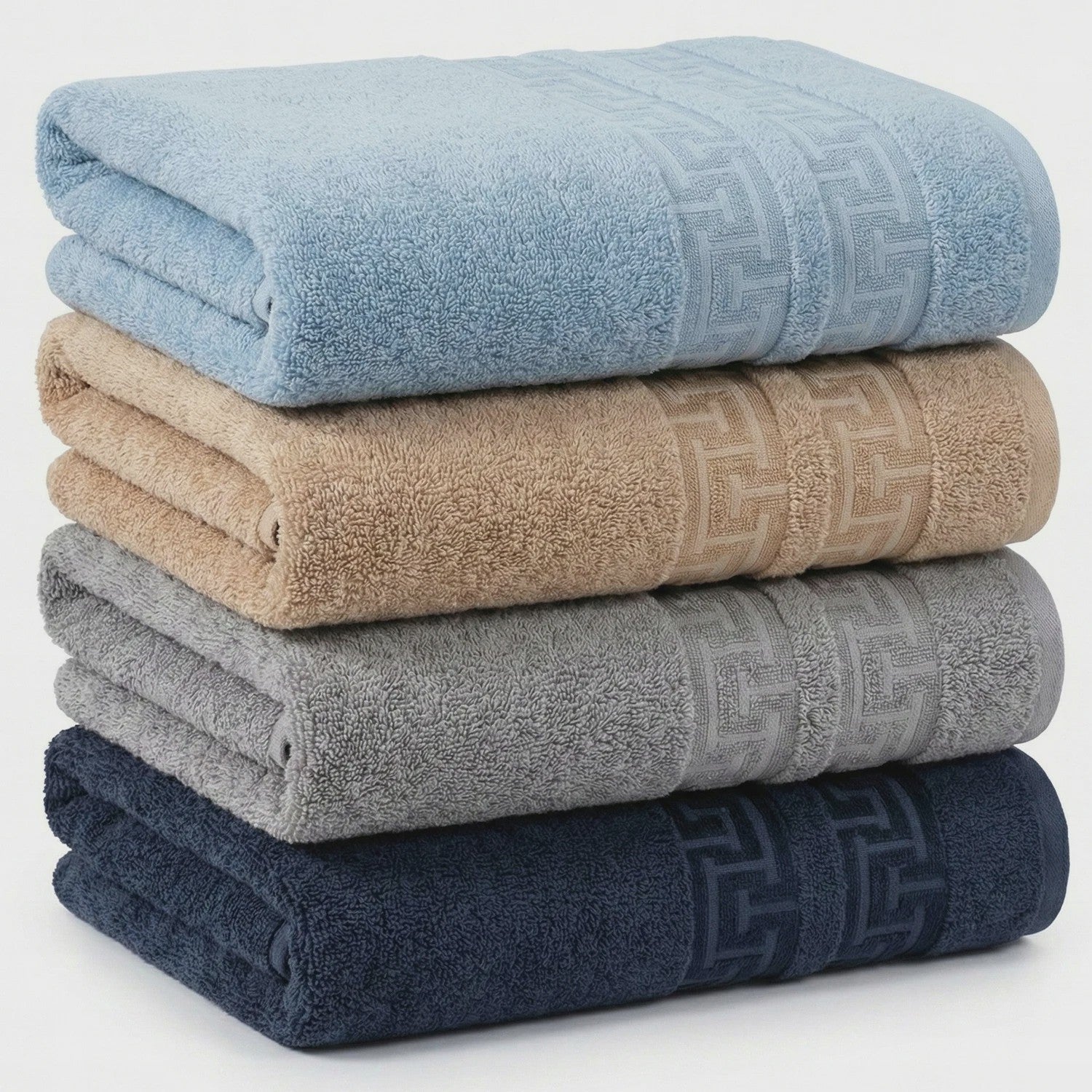 Set van 4 Luxe Katoenen Badhanddoeken 50x100 cm - Zacht, Absorberend & Stijlvol Beige/Grijs