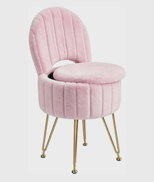 Luxe Fauteuil met Opbergruimte en Pluche Bekleding - Kaptafel Stoel
