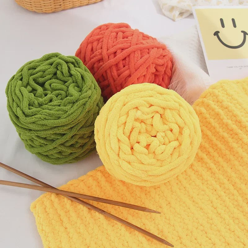 Chenille Garen 100g/bol - Super Zacht Dik Wol Garen voor Handbreien, DIY Sjaals & Projecten
