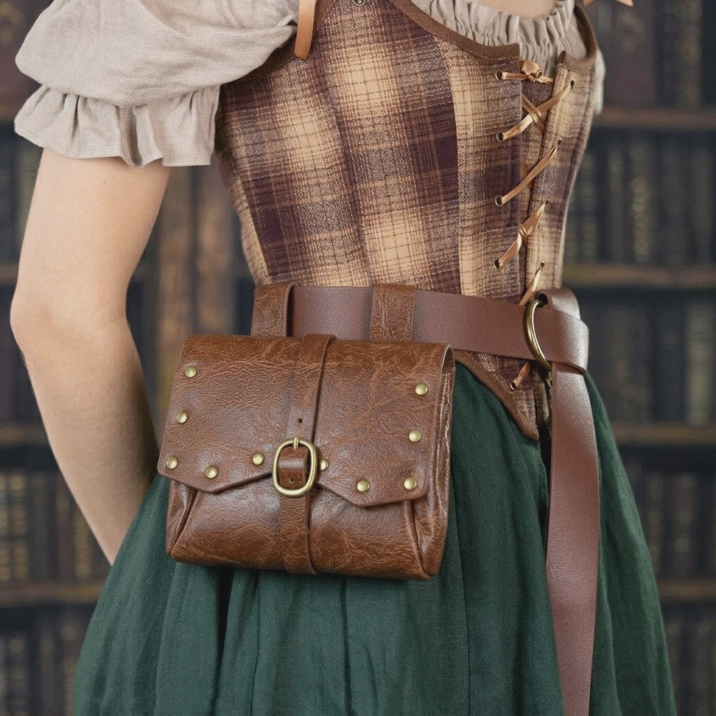 Middeleeuwse Leren Buiktas - Steampunk & Viking Stijl Portemonnee voor Cosplay