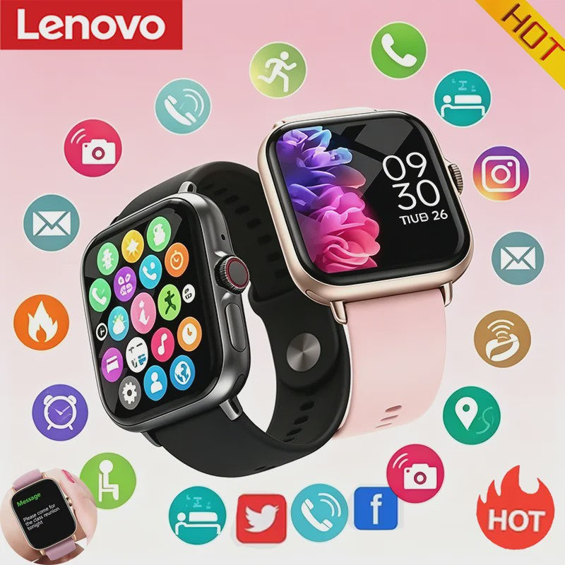 Lenovo Smartwatch 1.83'' - Waterdicht, Fitness Tracker, Bellen & Gezondheidsmonitor (iOS/Android)
