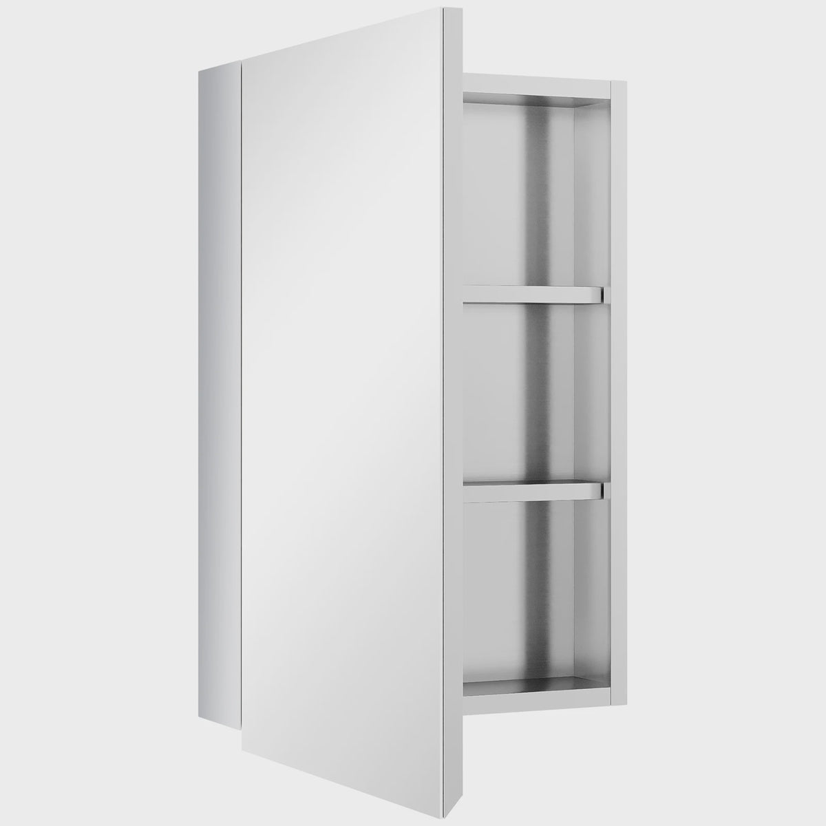 RVS Spiegelkast Badkamer met 1 Deur en 2 Legplanken - 39x12x60 cm