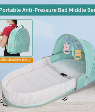 Draagbaar Babybedje met Klamboe en Comfortabel Matras - Anti-druk & Opvouwbaar