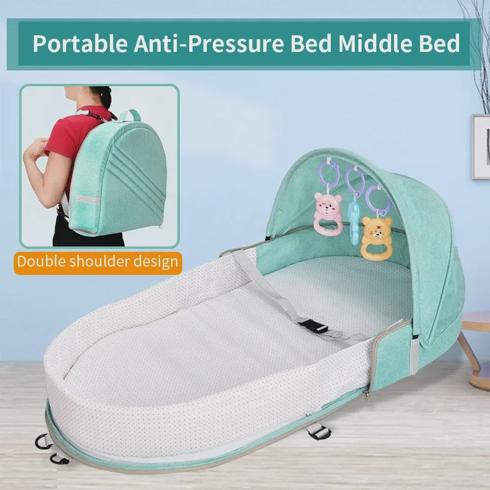 Draagbaar Babybedje met Klamboe en Comfortabel Matras - Anti-druk & Opvouwbaar