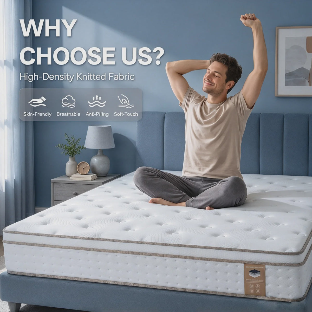 SKSBTF Hybride Pocketvering Matras - 25cm Dik, Ademend & Geluidsisolerend
