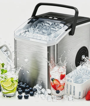 Bogseth Draagbare IJsmachine voor aanrecht - Snel ijs (6 min), 12kg/dag, Zelfreinigend, Compact