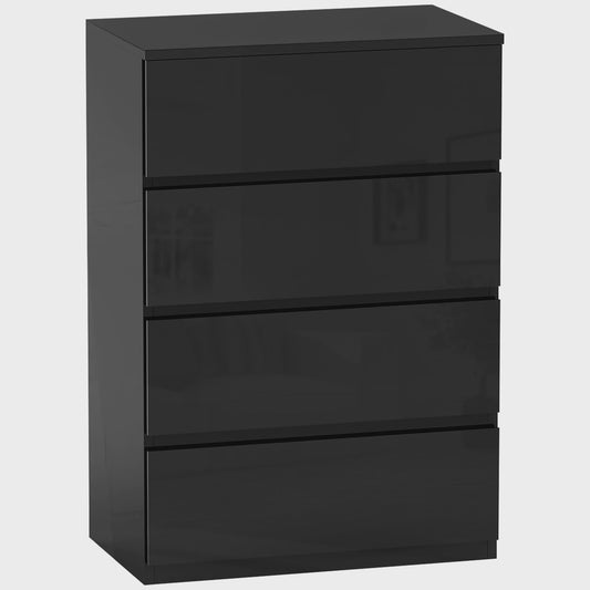 Homcom Chest of Drawers with 4 Drawers Modern Style Drawer Unit for Bedroom Entrance Living Room 55X34X80 cm Black