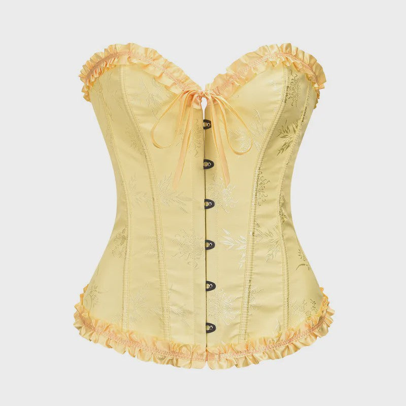 Sexy Jacquard Bustier Corset met Ruches en Push-Up Effect - Gothic Stijl