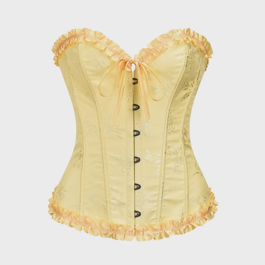 Sexy Jacquard Bustier Corset met Ruches en Push-Up Effect - Gothic Stijl