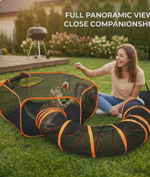Draagbare Katten Tunnel Speeltuin met Mesh Constructie en Opbergzak