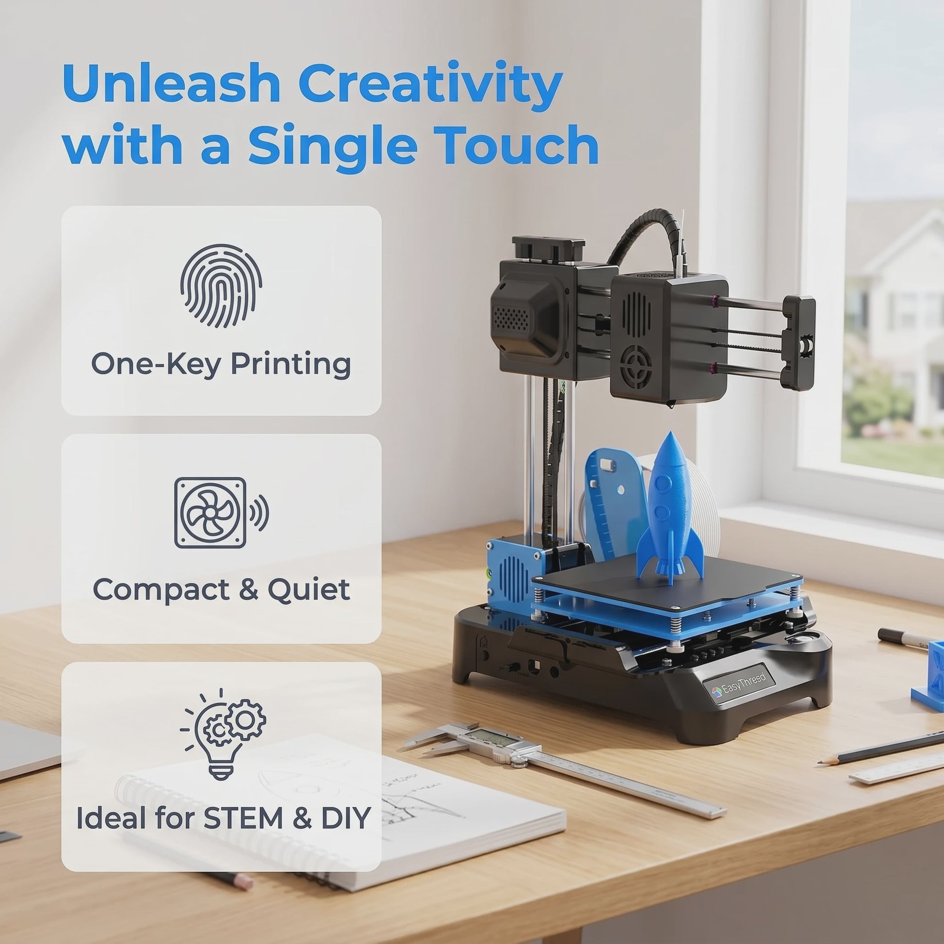 Easythreed K7 Mini FDM 3D Printer - Compact, Stil & Ideaal voor Beginners