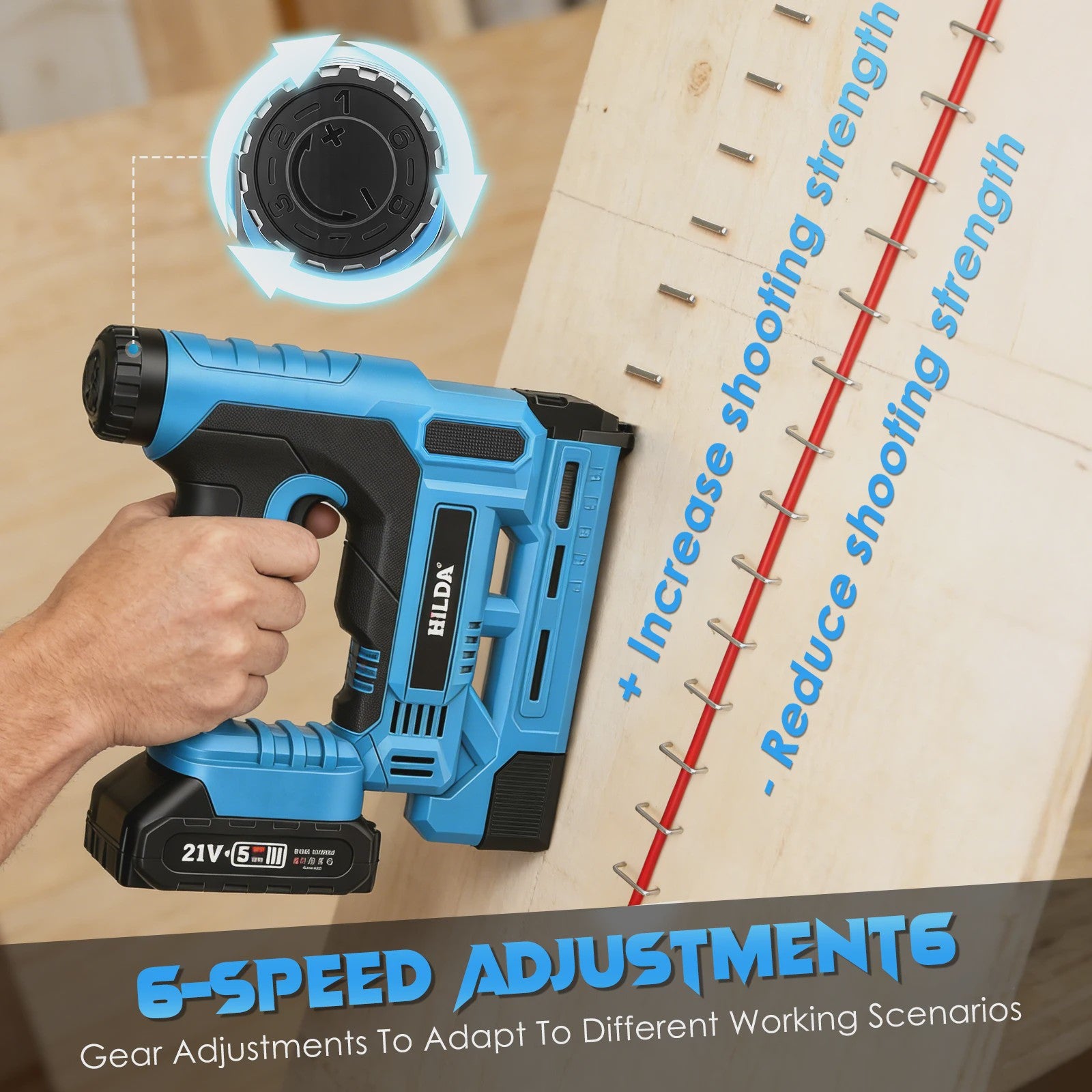 2In1 Electric Nail Gun 18GA Cordless Stapler Framing Nailer Tacker Woodworking Furniture Tool With 1000 Nails/Staples 2x Battery