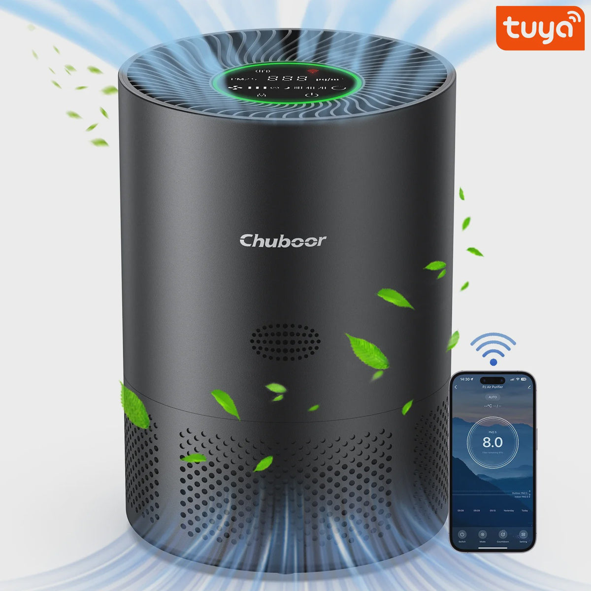 Chuboor Luchtreiniger met H13 HEPA Filter - 185m³/h CADR - 30-40m² - PM2.5 Detectie