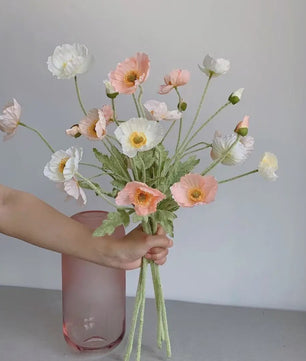 Zijden Papavers Kunstbloemen - Lange Stelen voor Decoratie