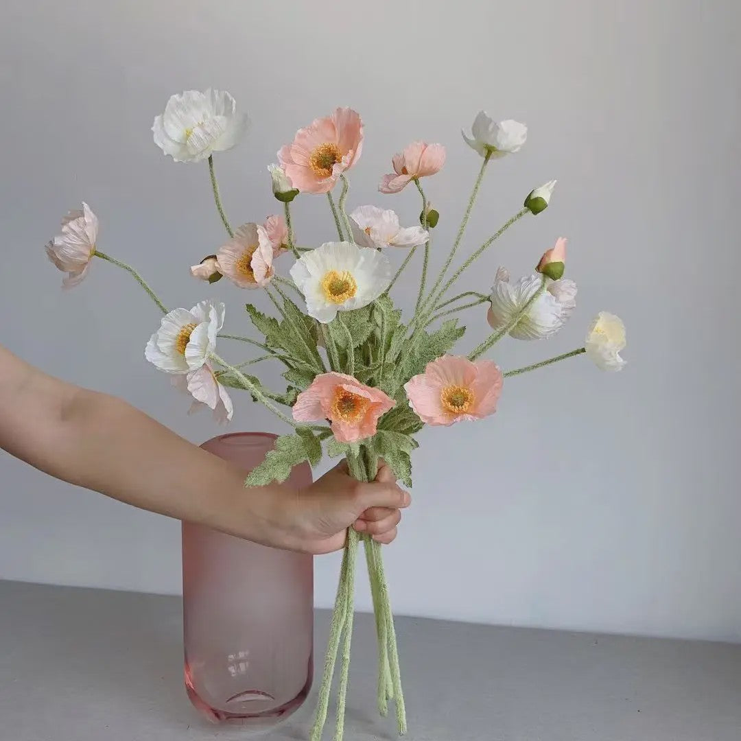 Zijden Papavers Kunstbloemen - Lange Stelen voor Decoratie