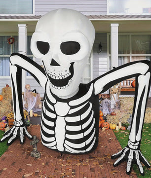 Opblaasbaar Skelet Halloween Decoratie - 5.5 FT Buiten Tuin Versiering met LED Verlichting