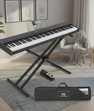 MUSTAR 88 Toetsen Digitale Piano - Draagbaar Keyboard met Semi-gewogen Toetsen, X-stand, Tas & Pedaal