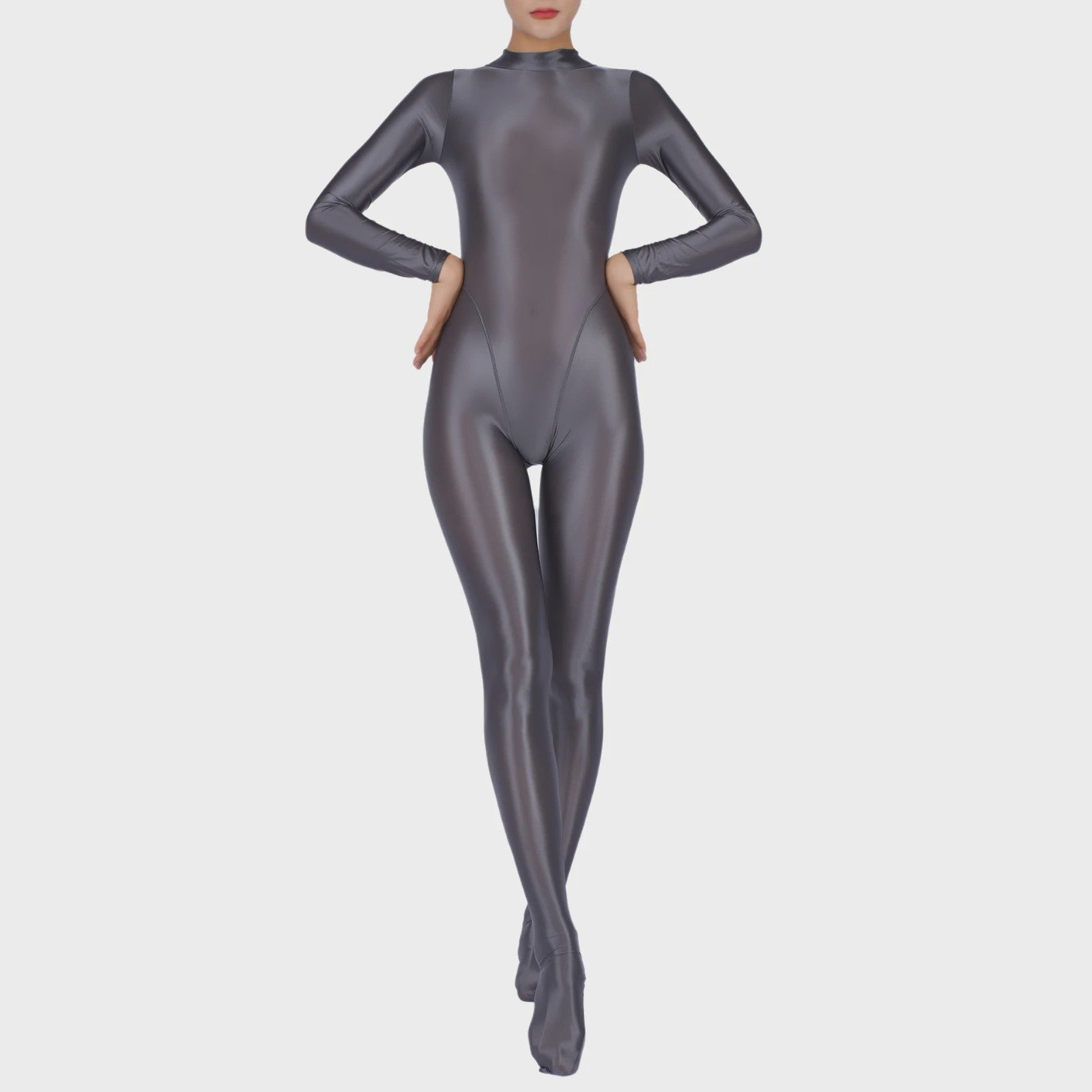 Dames Full Body Jumpsuit met Voetjes - Lange Mouwen, Strakke Sport Bodysuit voor Yoga & Gym