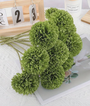 12x Kunst Bolchrysanten Groen - Decoratieve Kunstbloemen voor Huis & Feest