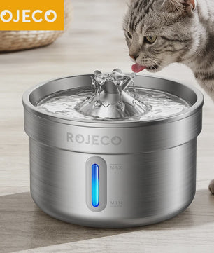 ROJECO Roestvrijstalen Drinkfontein voor Katten & Honden - Automatisch, 2L, Stil & Zuiverend