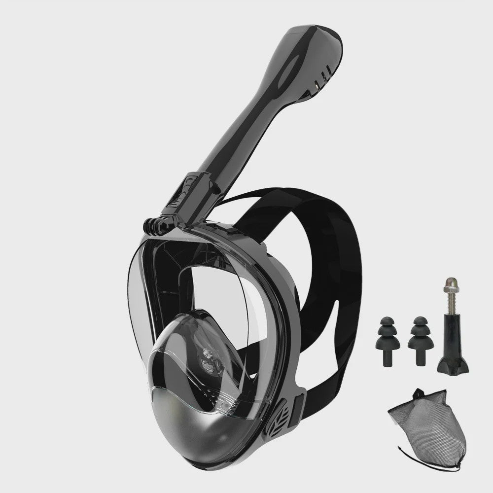 Full Face Snorkel Masker met 180° Panoramisch Zicht, Anti-lek & Anti-condens - Veilig Ademhalen & Camera Mount