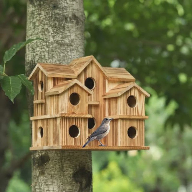 Groot Houten Vogelhuis voor Tuin & Binnenplaats - Handgemaakt Decoratie voor Tuinvogels